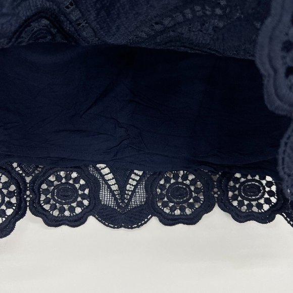 Abercrombie & Fitch Skirt Navy Blue Embroidered Crochet Mini - Picture 5 of 10